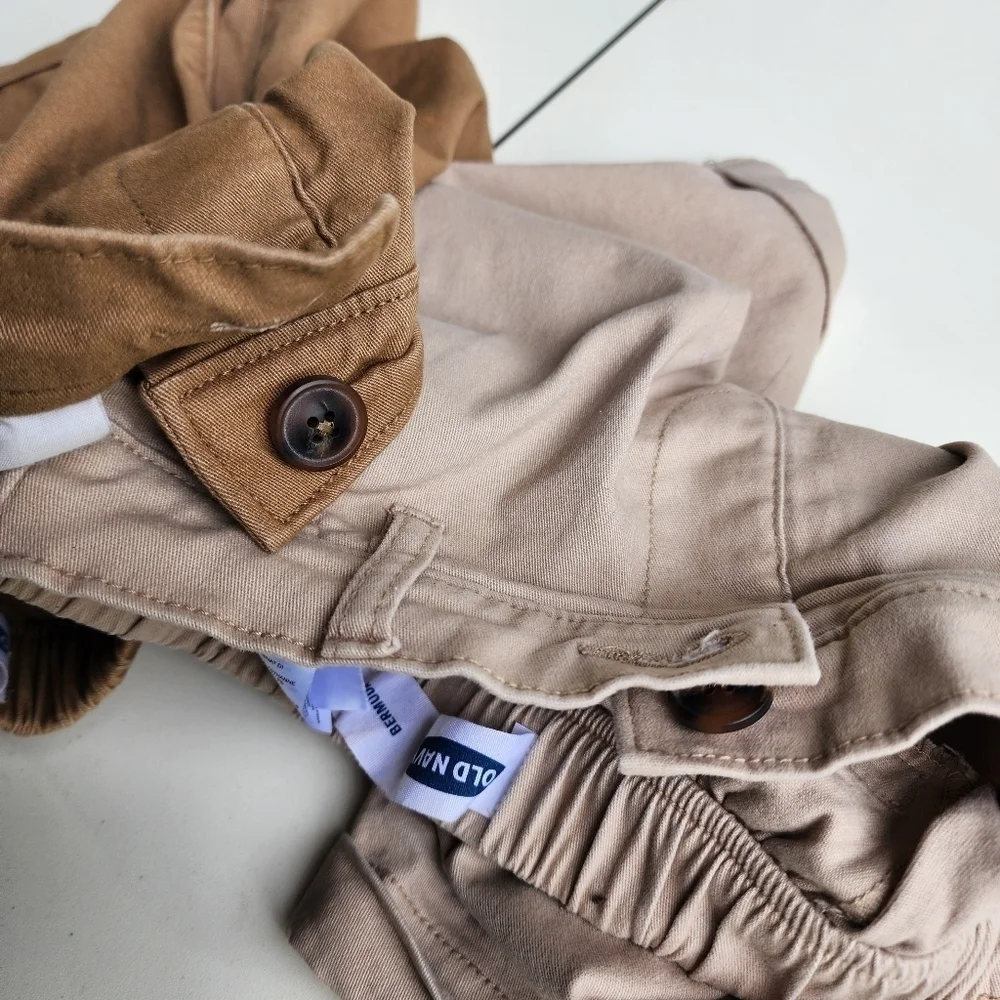 Lot Of 2 Old Navy Girls Bermuda Uniform Shorts Khaki Tan Beige Elastic Waist M 8